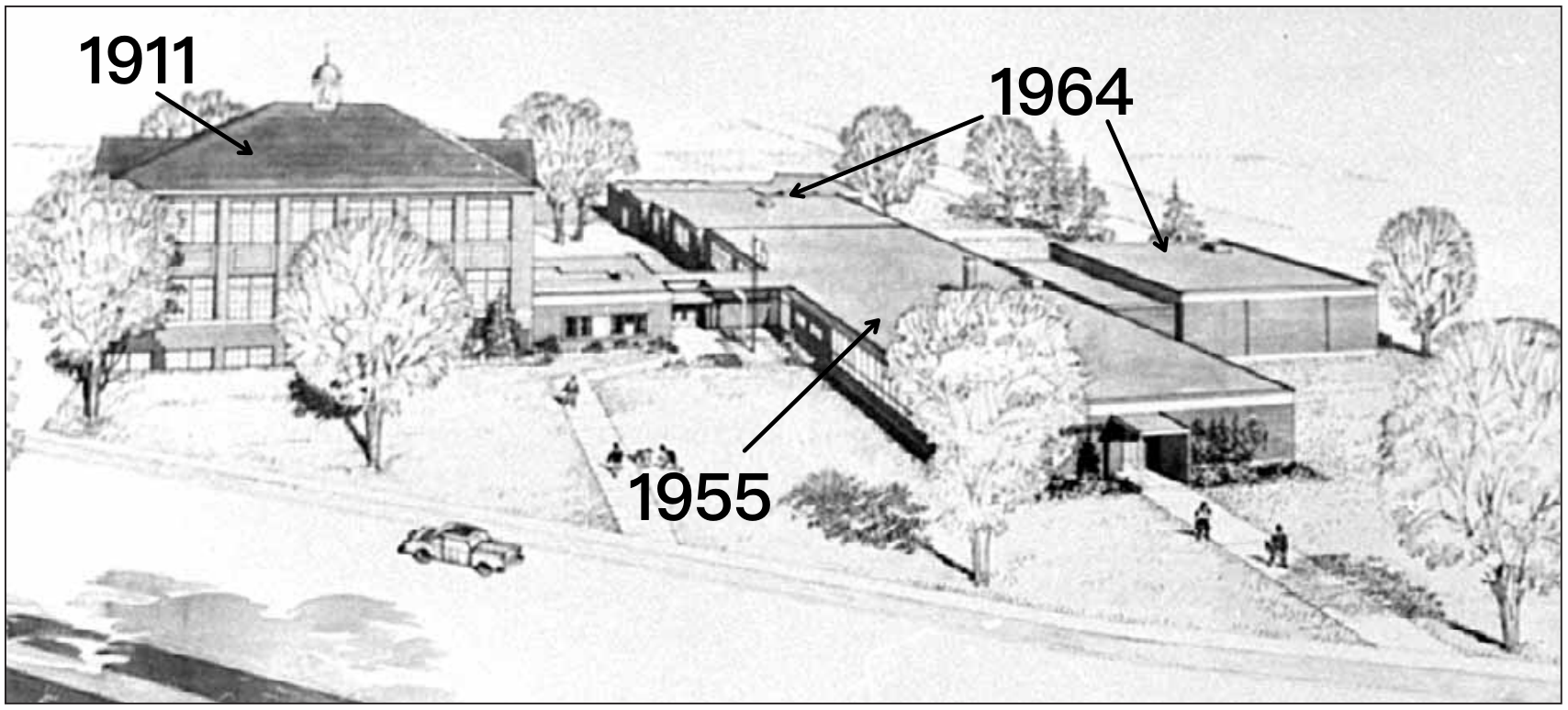 Drawing of additions to Uxbridge Public School