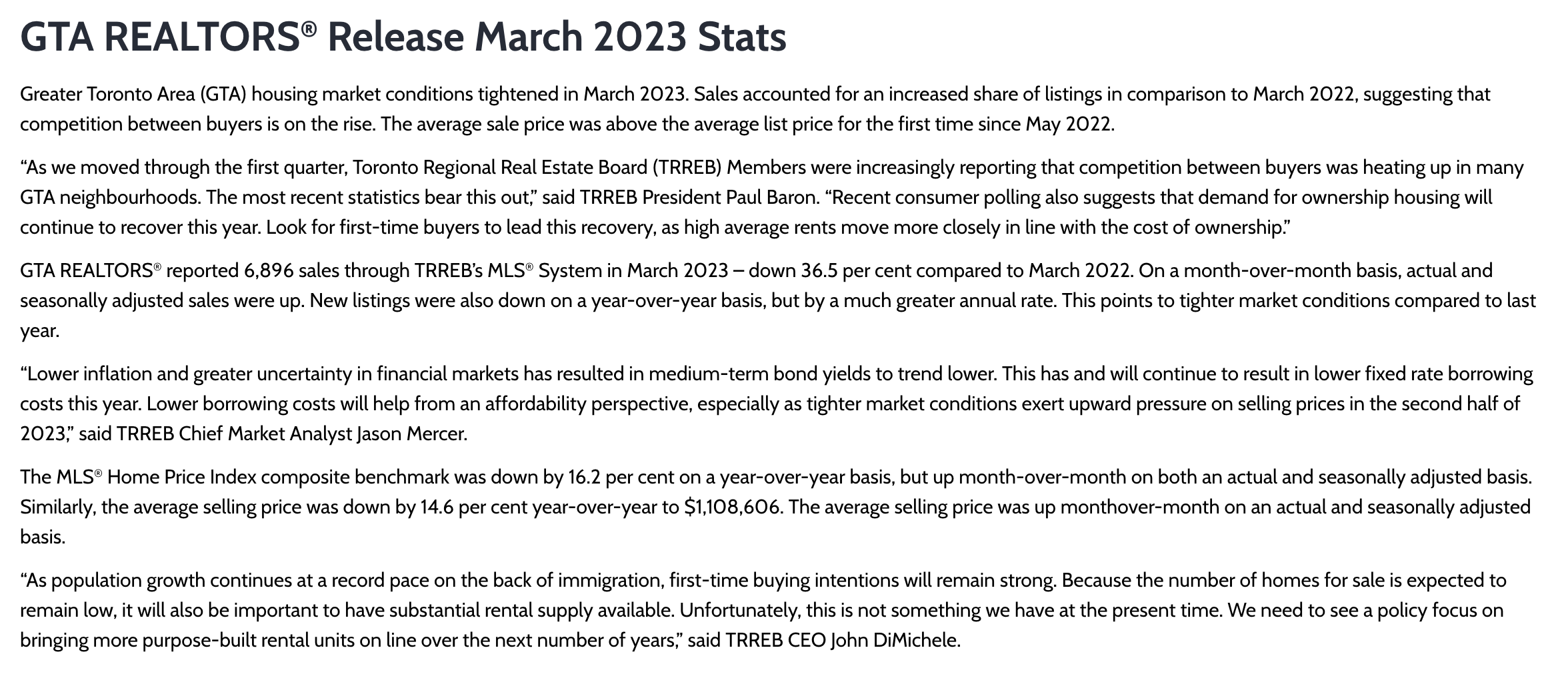 Kawartha Lakes Housing March 2023